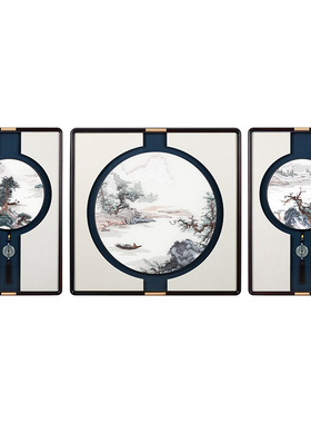 苏绣客厅新中式沙发背景装饰画