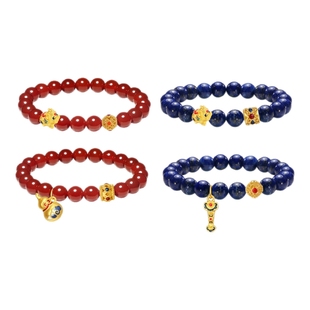 【组合】潮宏基貔貅黄金串珠足金转运珠青金石玛瑙手串手链硬金