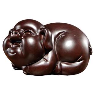 木头小猪摆件黑檀实木质雕刻十二生肖木制猪木头吉祥物装饰工艺品