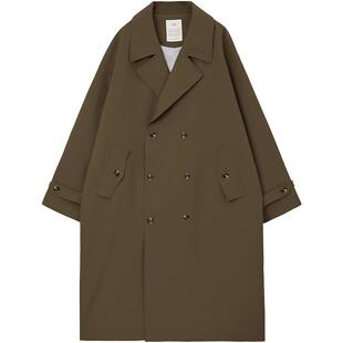 翻领双排扣风衣男士中长款春秋季新款宽松廓形设计感上衣休闲外套