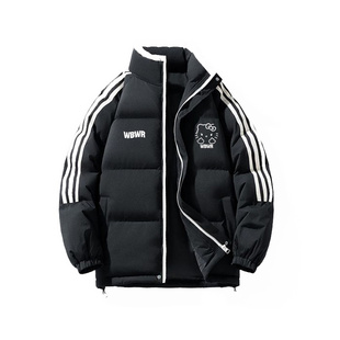 美式复古三条杠羽绒棉服女秋冬新款初中高中学生宽松棉袄外套