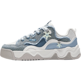 安踏小海星丨板鞋女2026春季新款运动鞋复古增高休闲鞋 122618036