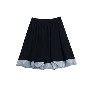 有耳uare原创设计 天才女友 miu系知识分子风撞色拼接花苞半身裙