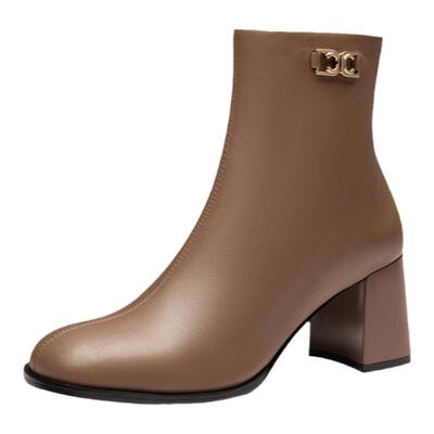 接吻猫通勤时装短靴粗跟