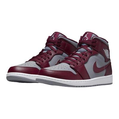 Air Jordan 1 mid team ren AJ1灰红男款复古篮球鞋DQ8426-615