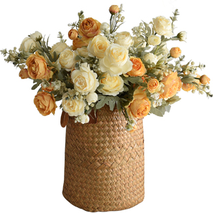 仿真玫瑰花浆果花束茶玫陆莲花假花绢花客厅卧室花艺摆件家居装饰