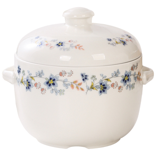 闽南溢汤隔水炖炖盅煲汤内胆带孔炖锅陶瓷大号小兰花汤盅炖罐滴汤