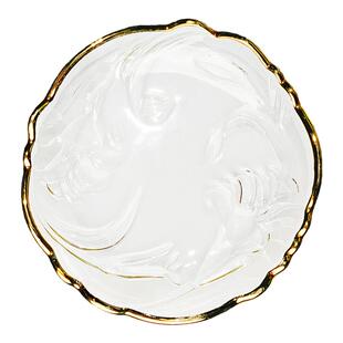新款客厅水晶玻璃碟金边水果盘小果盘精致碟子盘子轻奢高端家用蝶