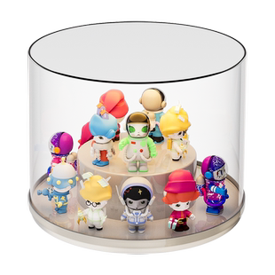 旋转手办展示柜桌面透明亚克力手办盲盒展示架大号防尘积木摆件柜