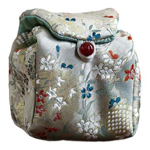 勾画 锦缎棉麻收纳袋旅行包布袋茶壶公道杯茶具茶杯布袋古画布包