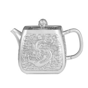 滇庆堂 银壶纯银999泡茶壶手工一张打一壶三杯足银茶具套装送礼