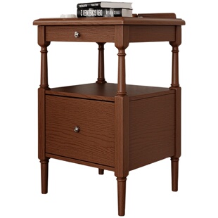 大司马 法式中古白蜡木小床头柜主卧室40公分宽全实木床头收纳柜