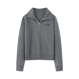 艾诺丝国内代购2025秋冬季灰色长袖高领修身针织衫毛衣女AR804117