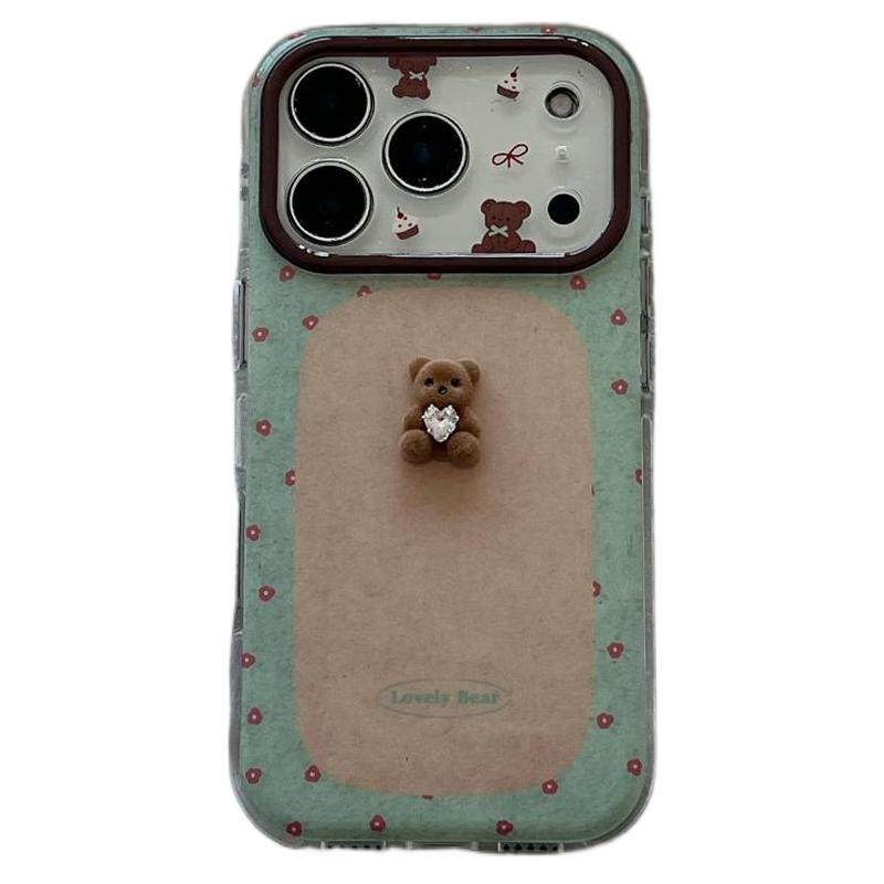 韩系ins碎花立体钻石小熊适用苹果17promax手机壳iPhone16pro新款15高级感14pro防摔17小众14创