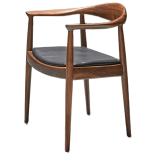 肯尼迪总统椅北美黑胡桃木书椅实木茶椅轻奢扶手椅靠背椅休闲圈椅