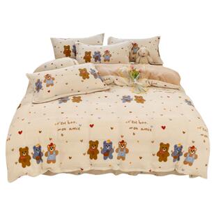 品牌牛奶绒四件套冬季加厚保暖超柔软珊瑚绒1米5床被套床单床笠款