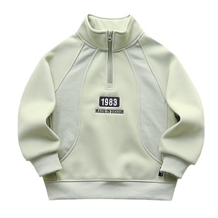 男孩半拉链卫衣秋冬洋气立领上衣男童休闲长袖衫2025冬季新款童装