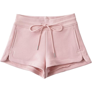 美式高街辣妹抽绳松紧腰低腰侧开叉运动短裤女夏季大长腿热裤女裤