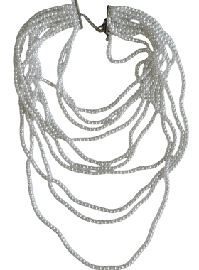 80s珍珠串项链多层毛衣链女