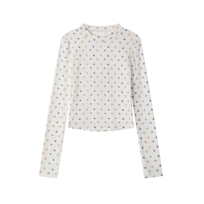 星星印花修身长袖T恤少女风打底