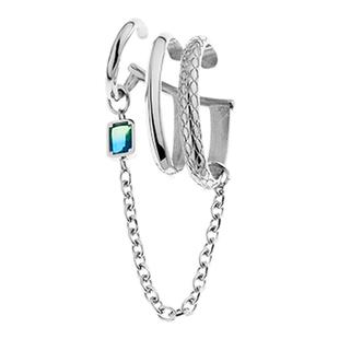 BLACKHEAD/黑头耳挂单支免穿刺男女双色渐变钻蛇纹三环原创设计