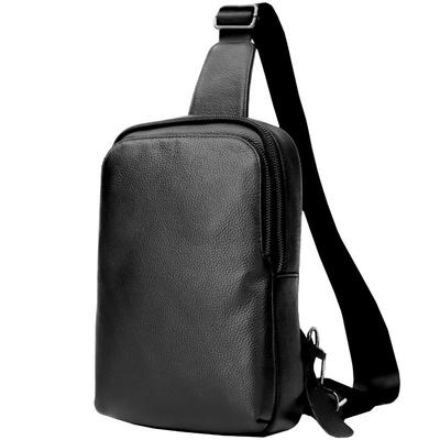 左森大容量男真皮胸包单肩