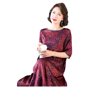 杭州真丝连衣裙女大牌气质中年妈妈桑蚕丝裙子夏季高级感2025新款
