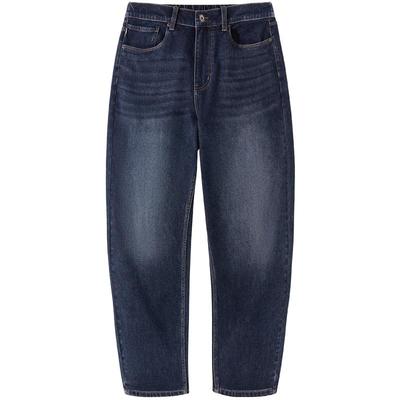 骆驼男装美式复古牛仔裤男阔腿秋季弹力宽松休闲简约废土风长裤子