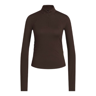 adidas阿迪达斯短款收腰半拉链紧身健身衣2026春女长袖T恤 KH2643