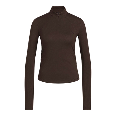 adidas阿迪达斯短款收腰半拉链紧身健身衣2026春女长袖T恤 KH2643