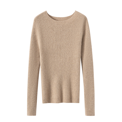 100%纯山羊绒圆领修身毛衣打底衫