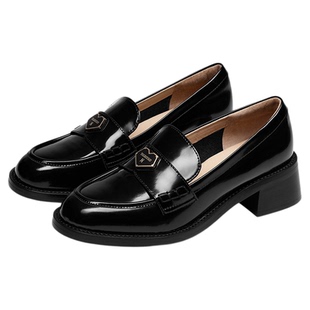 【心尖】蹀愫法式复古粗跟棕色乐福鞋单鞋TA545-52