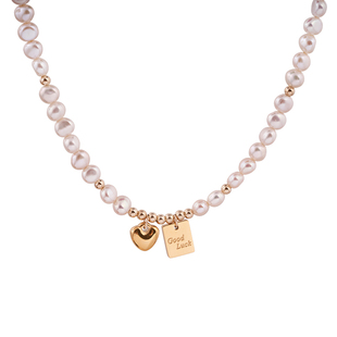 赛赛莉安Goodluck幸运许愿牌爱心巴洛克淡水珍珠项链小众设计礼物