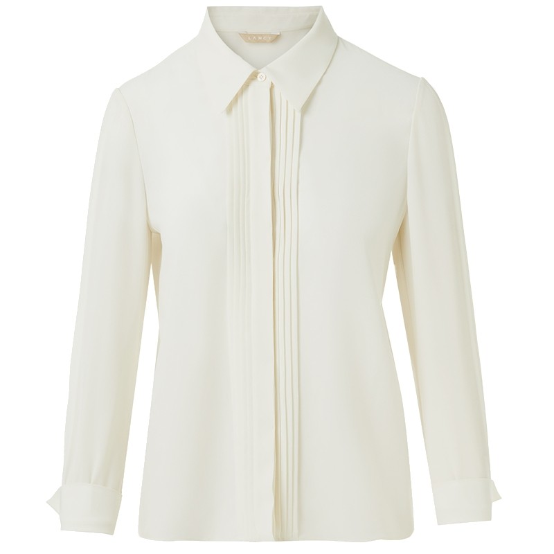 LANCY/朗姿2024新款高端醋酸正装白衬衫女气质通勤女装OL职业上衣