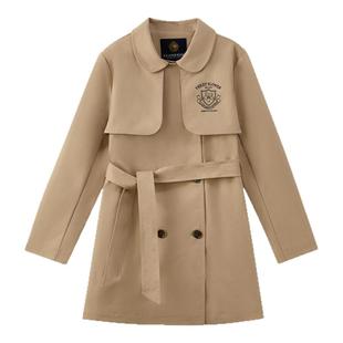 【三防】eland kids衣恋童装女童刺绣风衣2025秋新品大衣