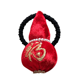 儿童新年款糖葫芦发夹宝宝喜庆红色扎发绳皮筋女童刘海侧边夹头饰