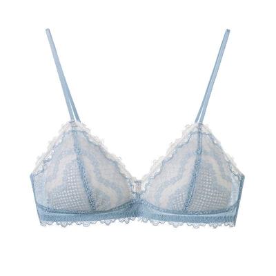 弗利少女法式蕾丝内衣小胸薄款 无钢圈性感文胸胸罩舒适固定胸垫