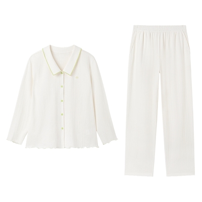 全棉时代女士针织家居服家居套装纯棉睡衣长袖长裤秋温柔居家服