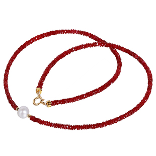 若华珠宝云裳=鸽血红宝石项链女18K金锁骨链淡水珍珠吊坠颈链定制