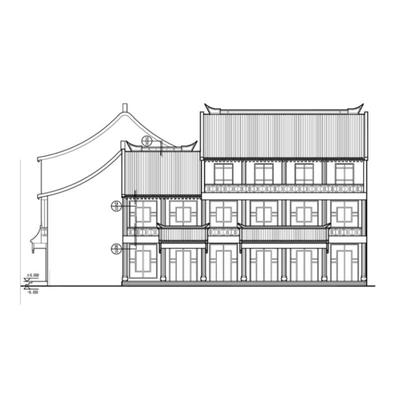 2109平米三层中式仿古门脸房建筑施工图CAD电子版 店铺客房公建