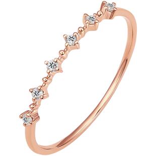 周六福18K金钻石戒指女天然真钻简约璀璨au750玫瑰金手饰新年礼物