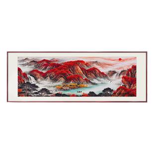 聚宝盆客厅山水画挂画办公室鸿运当头沙发背景墙装饰画手绘国画
