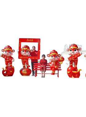 玻璃钢发光新年蛇雕塑摆件