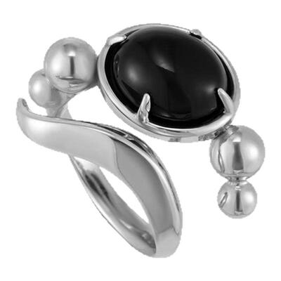 【颜安同款】BLACKHEAD/黑头叁蛇灵引系列黑玛瑙蛇骨戒指王安宇