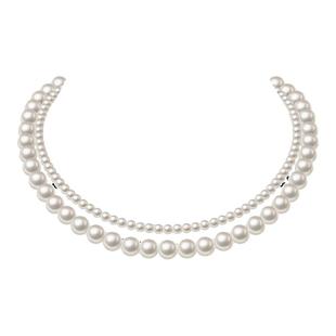 珍珠项链女叠带多层双层施家珍珠项链颈链锁骨链高级感毛衣链配饰