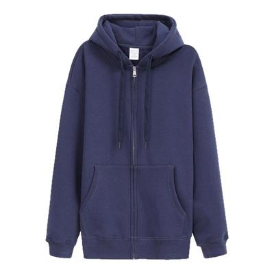 600g藏蓝色加绒卫衣外套女2025新款秋冬拉链开衫加厚款藏蓝色冬季