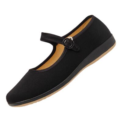 软底防滑黑色布面上班酒店跳舞鞋