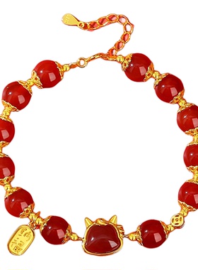 和田玉生肖马手串女款纯银