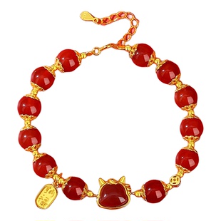 和田玉生肖马手串女款纯银马年本命年属马手链手饰生日礼物送女友