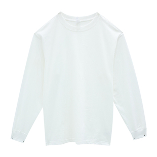 橘子树在哪儿白色净版内搭长袖t恤女秋季宽松百搭圆领打底衫上衣